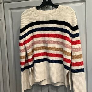 GAP 24/7 Split Hem CashSoft Striped Crewneck Women's Sweater Sz S